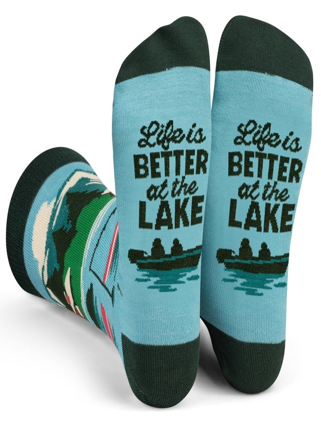 Lavley Life is Better at the Lake Socks - Fun Gift for Lake Lovers - for Housewarming, Souvenir, Christmas and More - Unisex One Size for Men and Women - Image 1